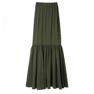 Khaki Women's Longchamp Long Skirts | 7460-ZBDOP