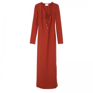 Red Women's Longchamp Long Dress | 9623-VRJMP