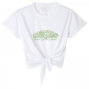 White Women's Longchamp Tied T Shirts | 6325-QBJSR
