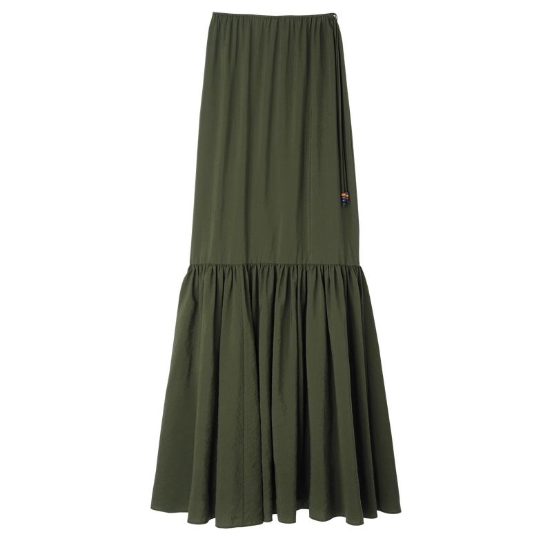 Khaki Women\'s Longchamp Long Skirts | 7460-ZBDOP