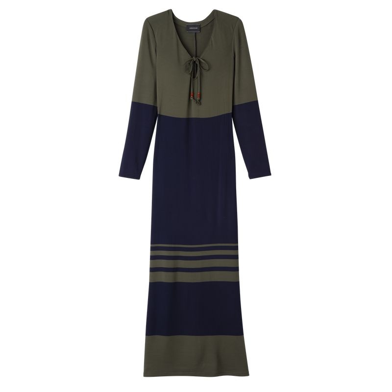 Navy / Khaki Women\'s Longchamp Long Dress | 0865-UDYJC
