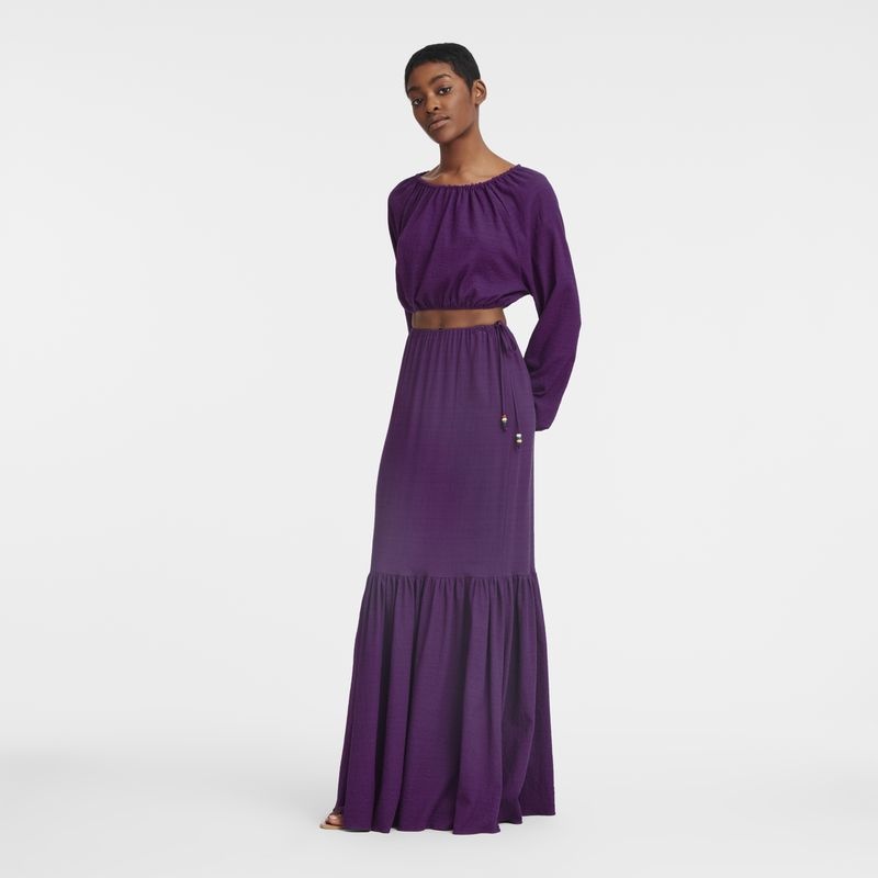 Purple Women's Longchamp Long Skirts | 4896-GZXTS