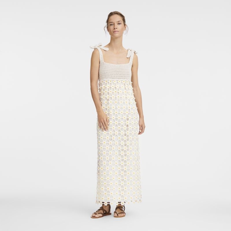 White Women's Longchamp Dress Dress | 0845-LGFNT