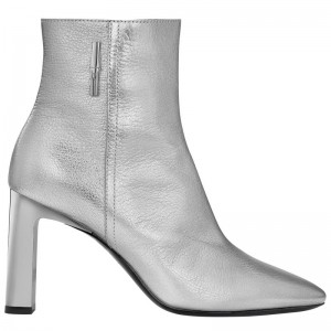 Silver Women's Longchamp Métal Heels | 7280-DZVGL